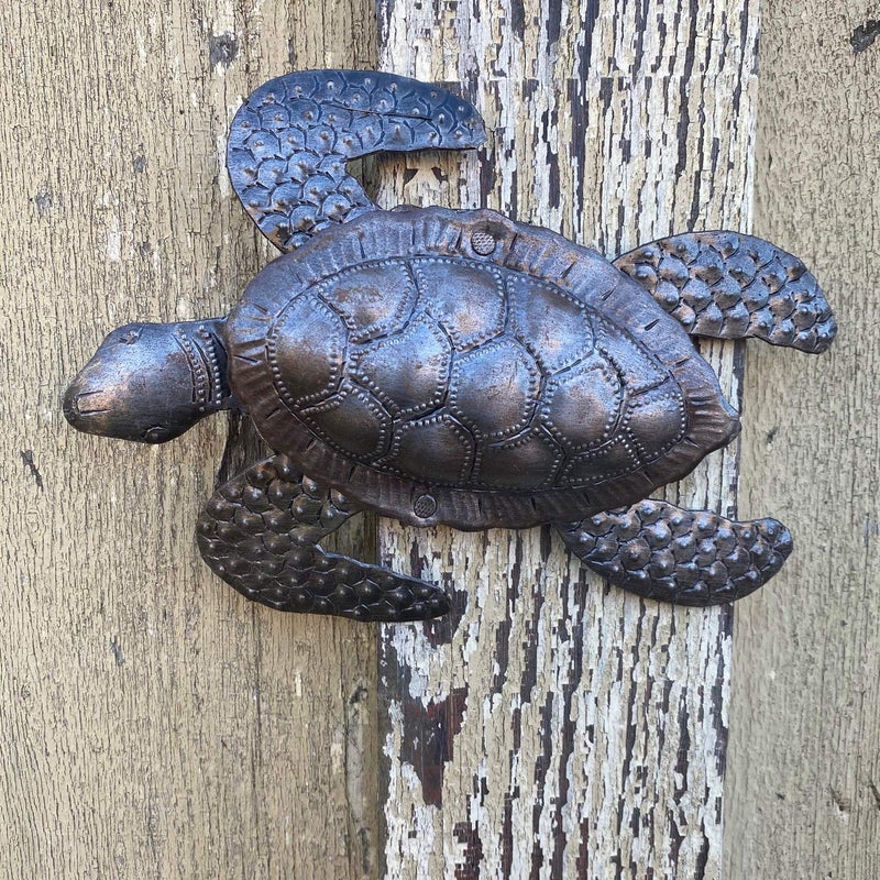 It's Cactus Sea Turtles, Beach Metal Art, Set of 2, Nautical Wall Hanging Figurines Home Decoration, Under the Sea Marine Life Animals, Handmade in Haiti 6 x 7.75 Inches Haitian Metal Plaques - Image 5